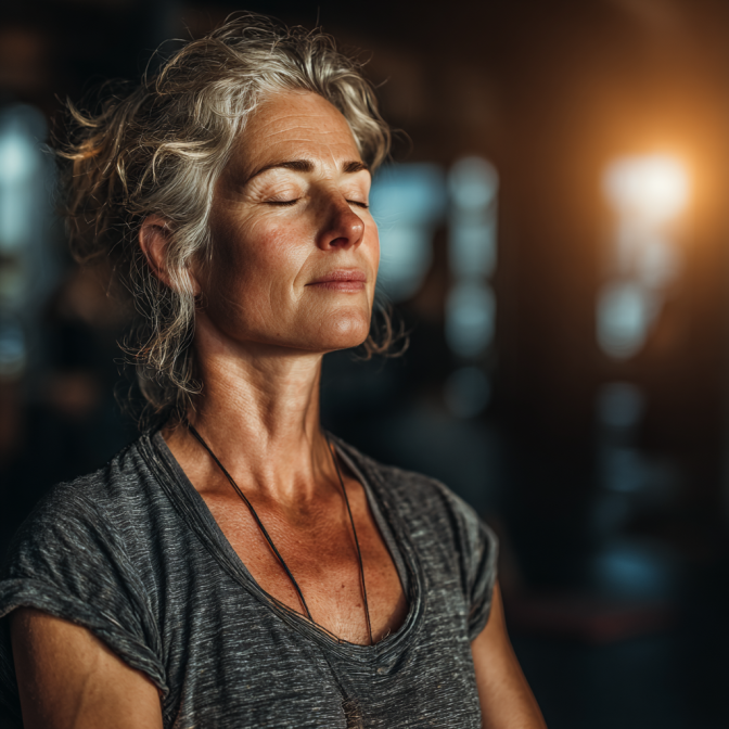 Senior se simte revitalizat după sesiunea de yoga